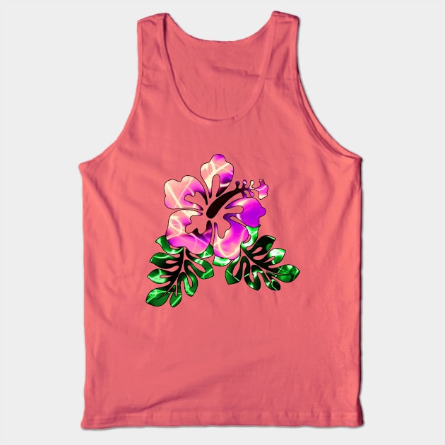 Electric Hibiscus - Pink Tank Top by Leroy Binks